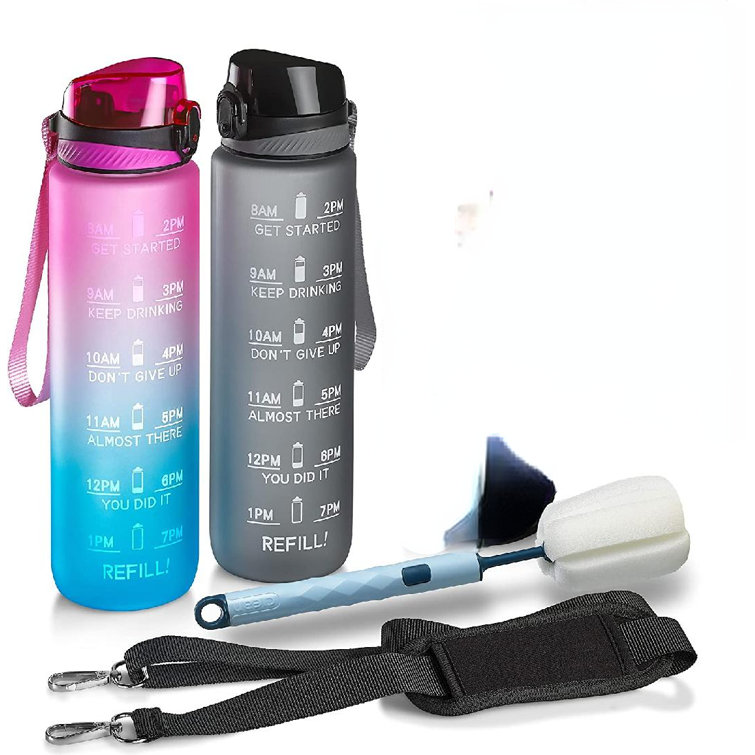 FASTEYASY 32Oz Water Bottles With Times To DrinkMotivational Water